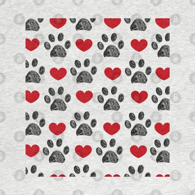 Red heart and black paw print by GULSENGUNEL